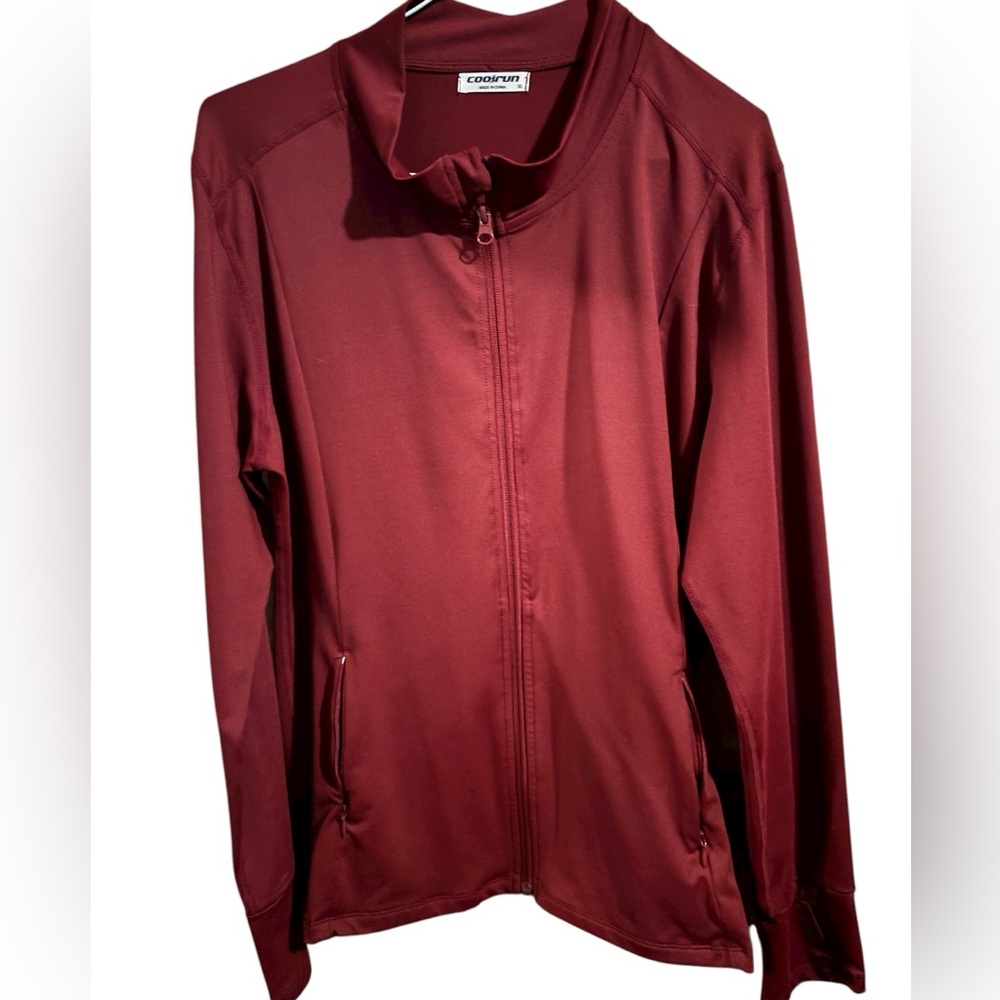Women's Maroon athletic running Zip-Up Jacket size xl